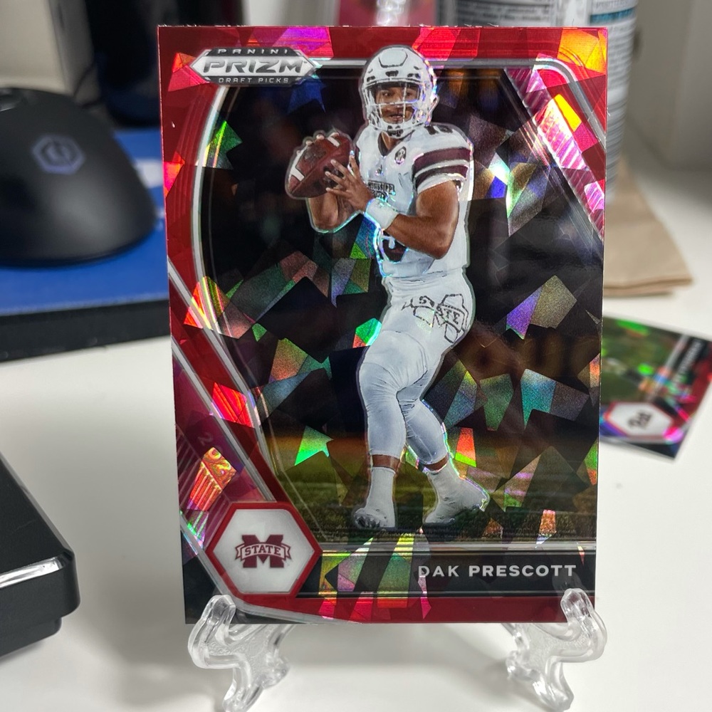 2021 Prizm Draft Dak Prescott Red Ice #9 Cracked Ice Panini Mississippi Two Card - Picture 2 of 9